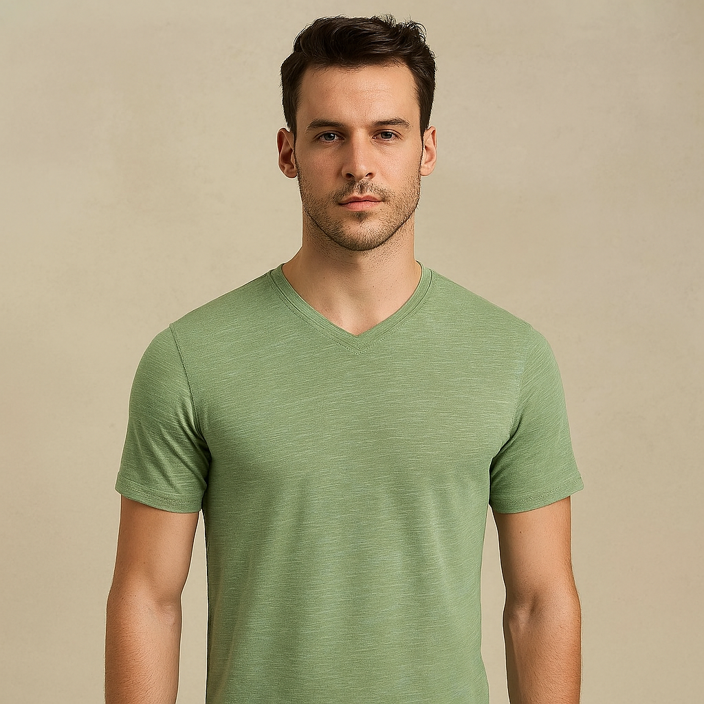 Obrius Men Cotton T-shirt in Green