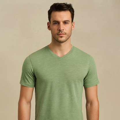Obrius Men Cotton T-shirt in Green